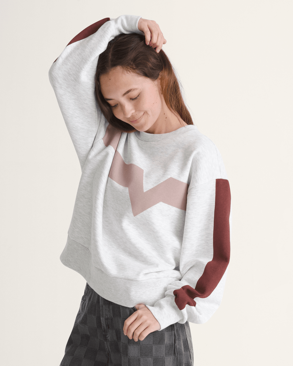 Faster Crew Sweatshirt in Heather White / Port Royal Red | Vans near me