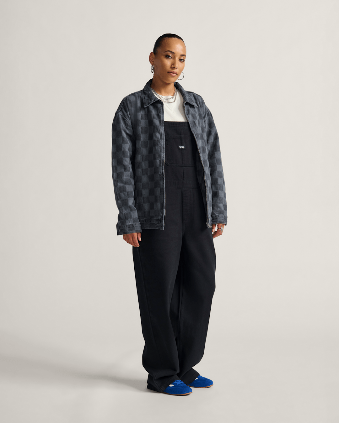 Pitstop Checkered Station Denim Jacket in Checkerboard Faded Black | Vans sale