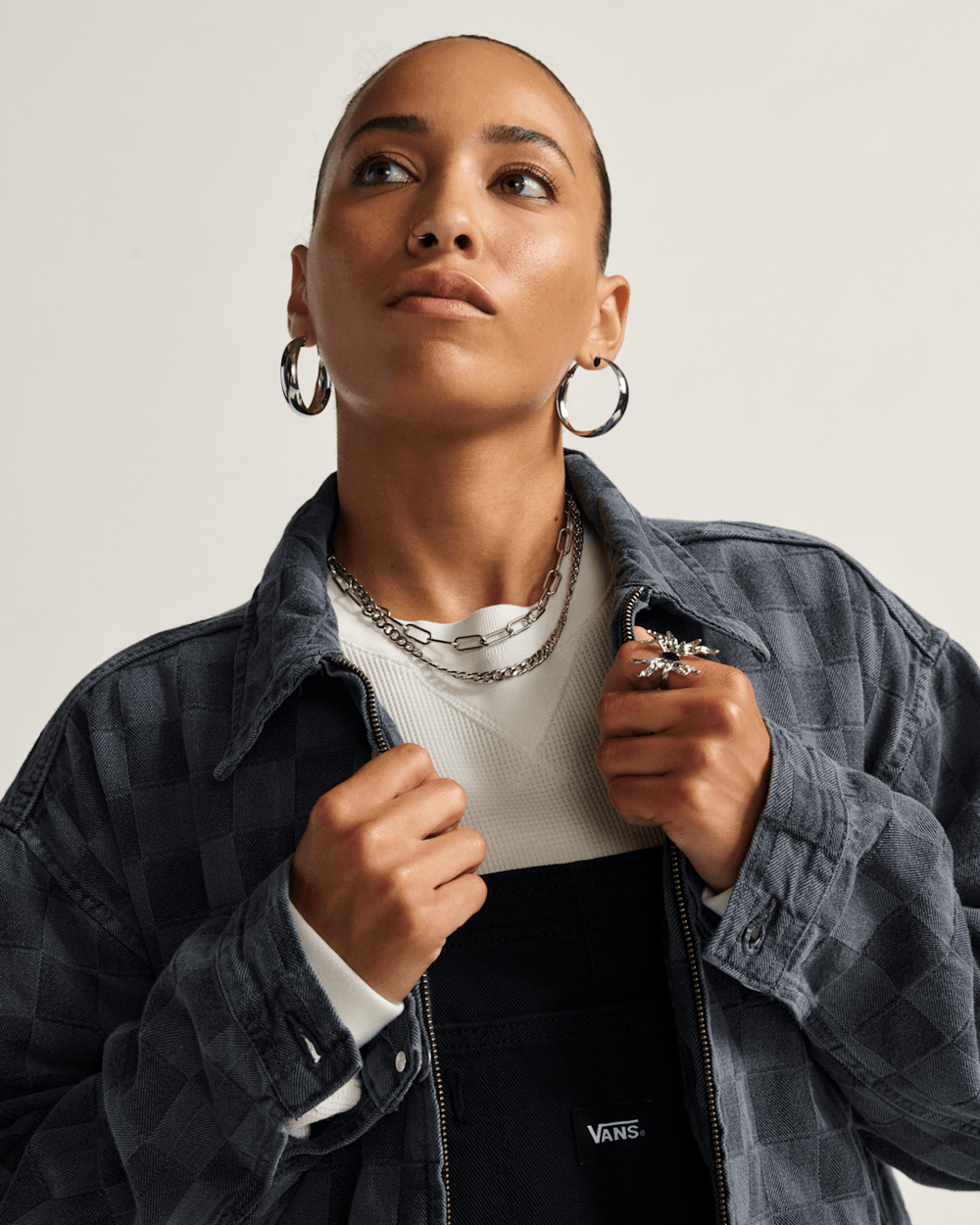 Pitstop Checkered Station Denim Jacket in Checkerboard Faded Black | Vans sale