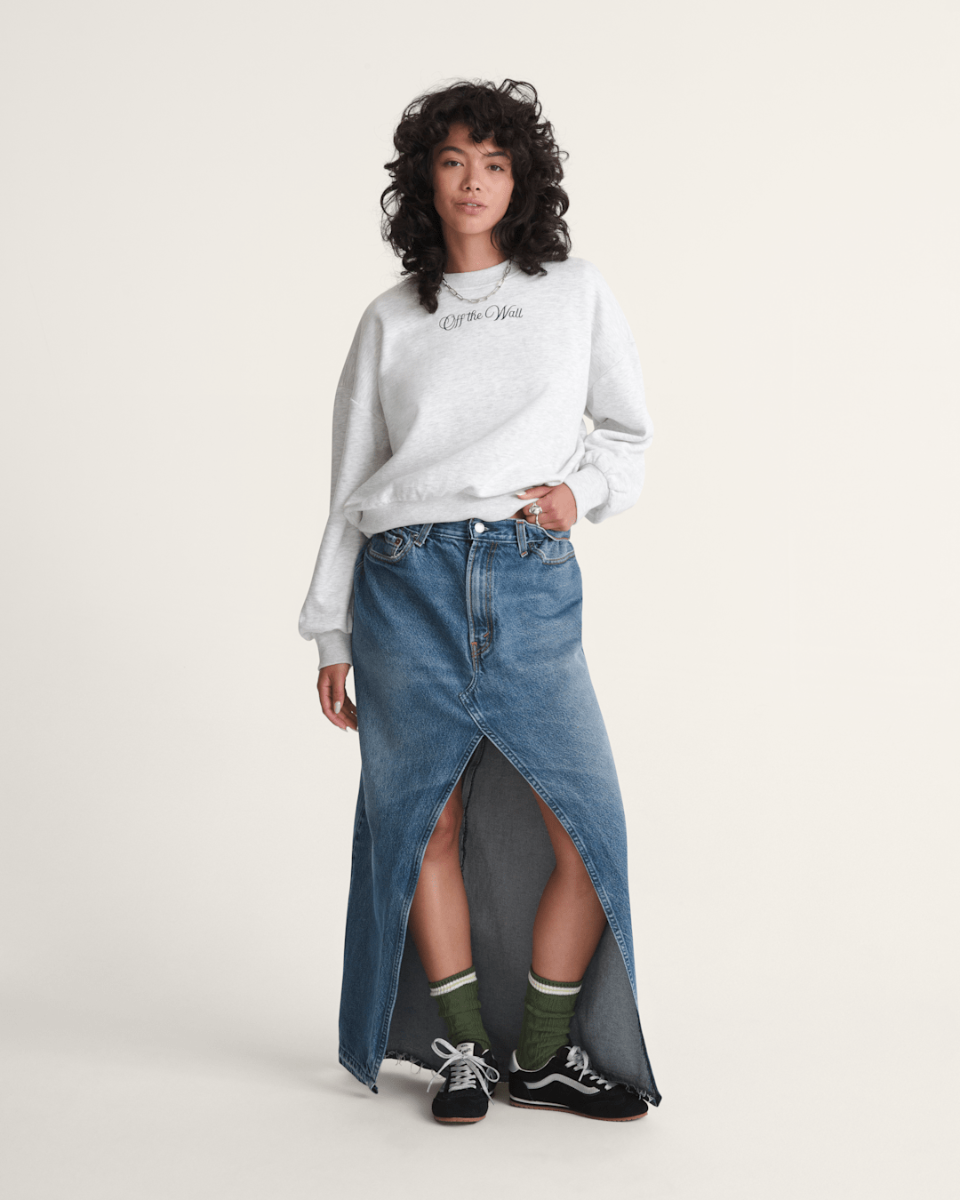Tartan Up Retro Crew Sweatshirt in Heather White | Vans online