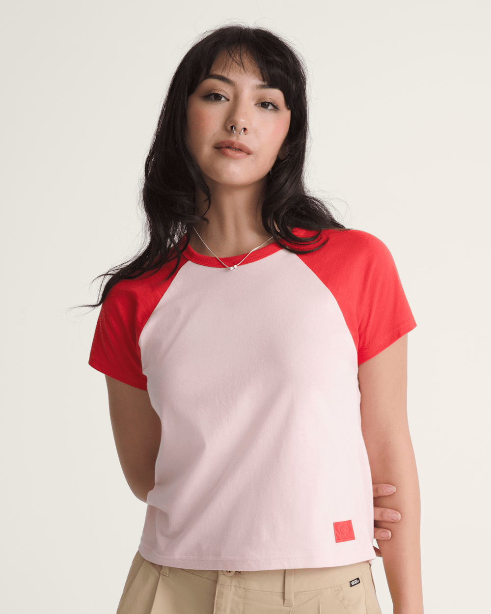 Gracie Raglan T-Shirt in Coral Blush Pink | Vans outlet