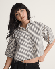 Crop Shirt in Black-White | Vans discount