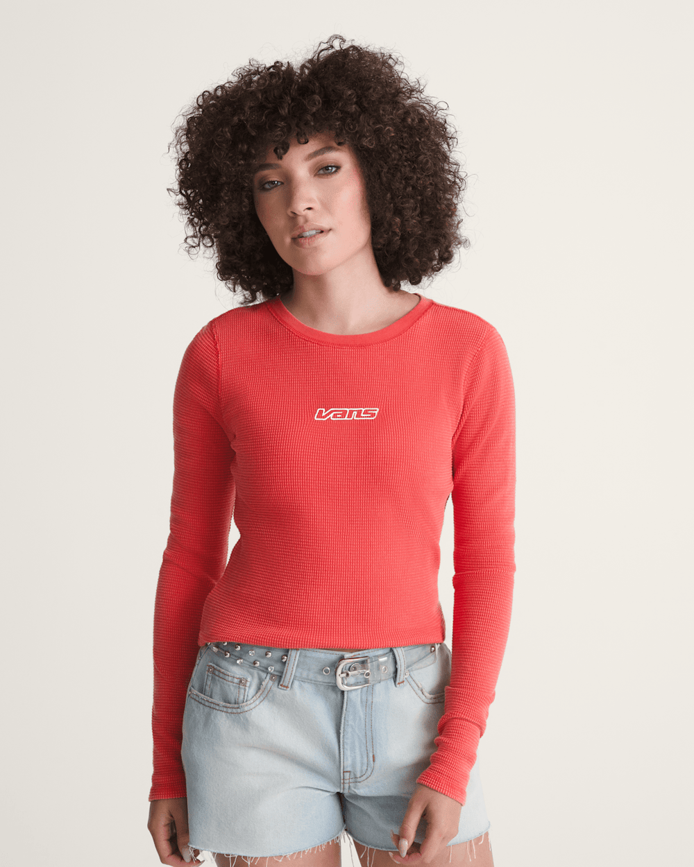 Teri Waffle Long Sleeve Shirt in Crimson Haze Red | Vans online