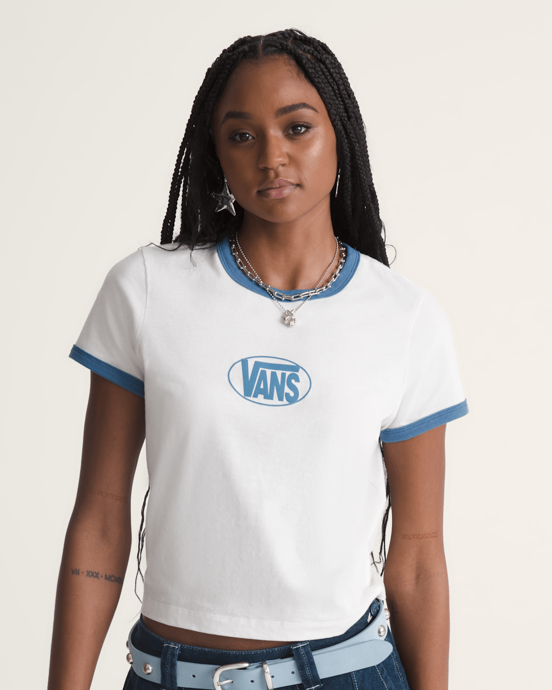 Circle V Ringer Tee in Egret | Vans outlet