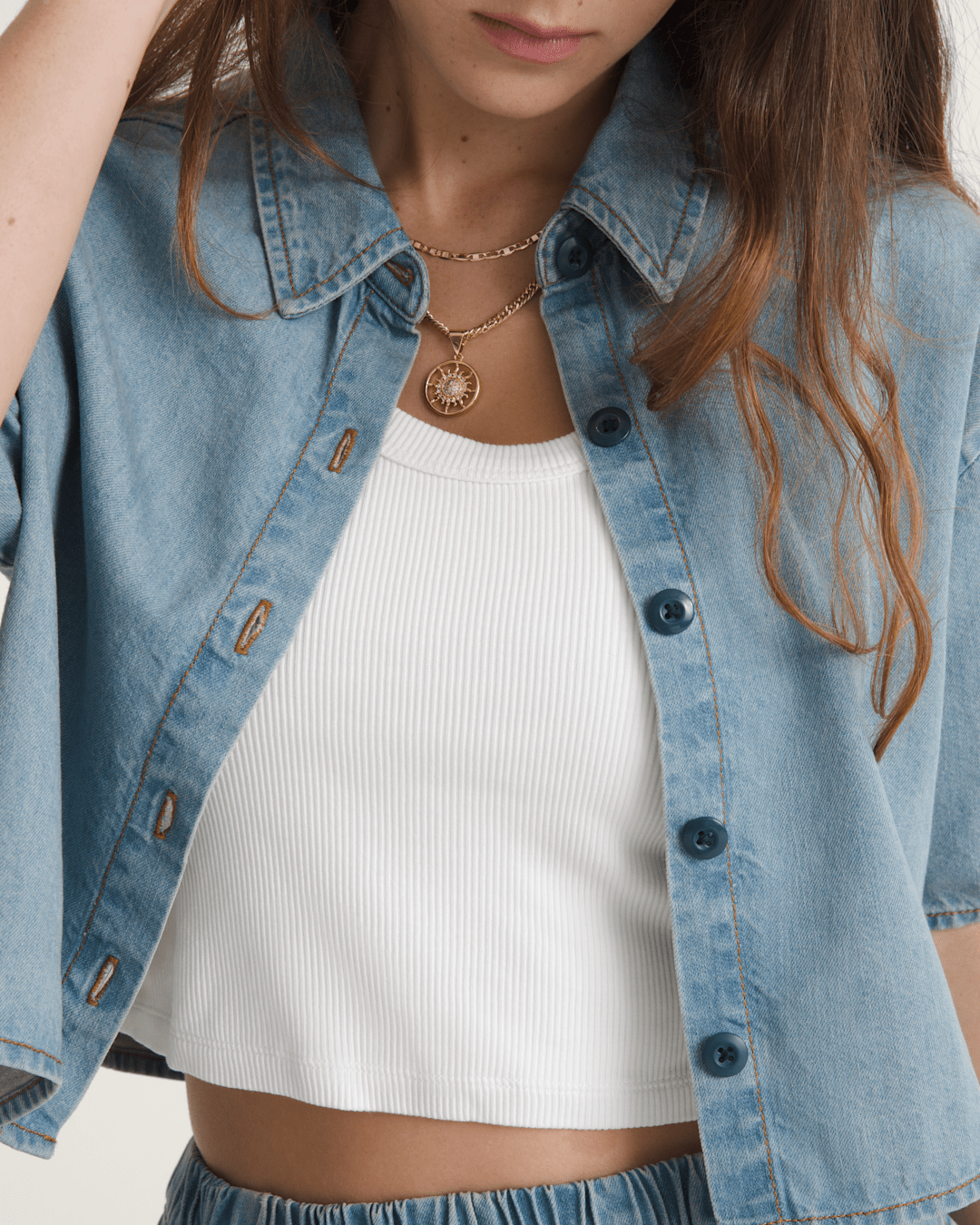 Wren Denim Button Up Shirt in Stonewash Blue | Vans sale