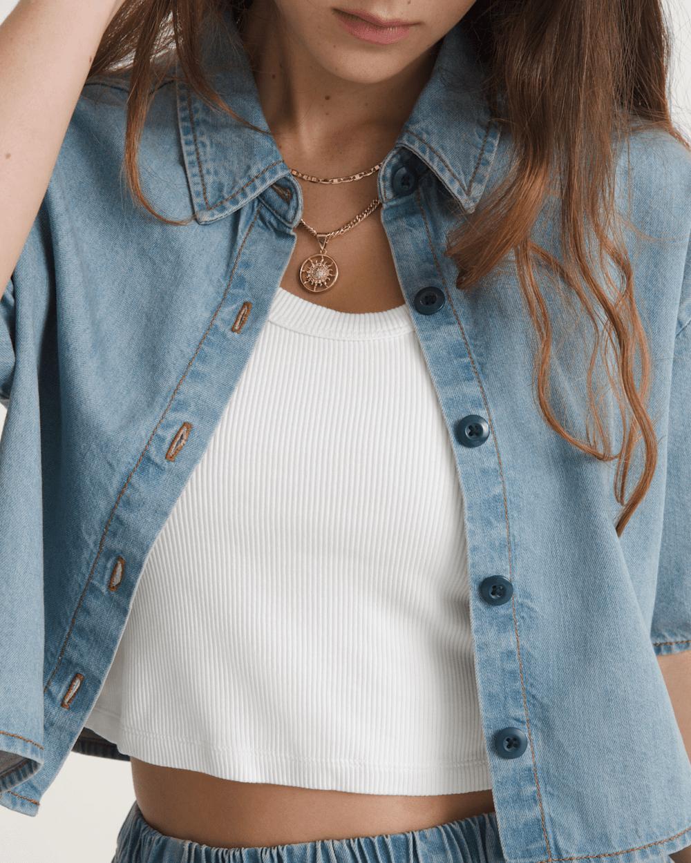 Wren Denim Button Up Shirt in Stonewash Blue | Vans sale