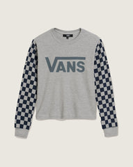 Checkerboard Long Sleeve Shirt in Heather Grey / Navy Blue | Vans outlet