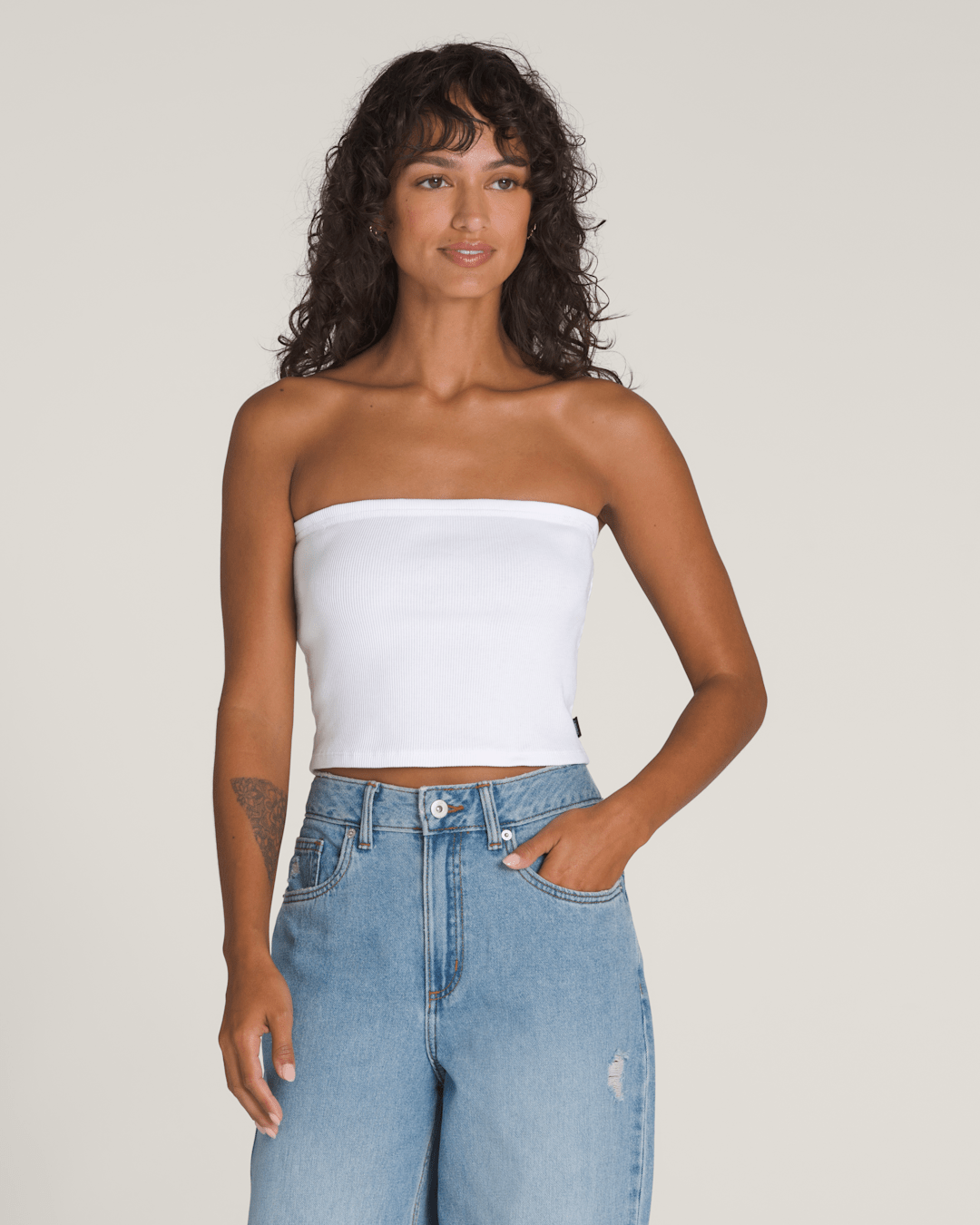 Drew Rib Tube Top in White | Vans outlet