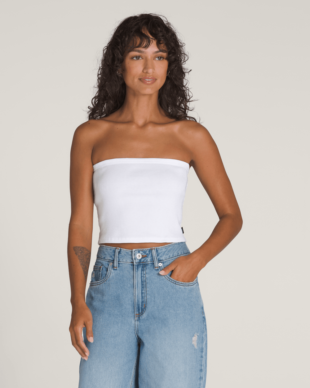 Drew Rib Tube Top in White | Vans outlet