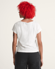 Checkerboard Bow Scoop T-Shirt in Marshmallow White | Vans on sale