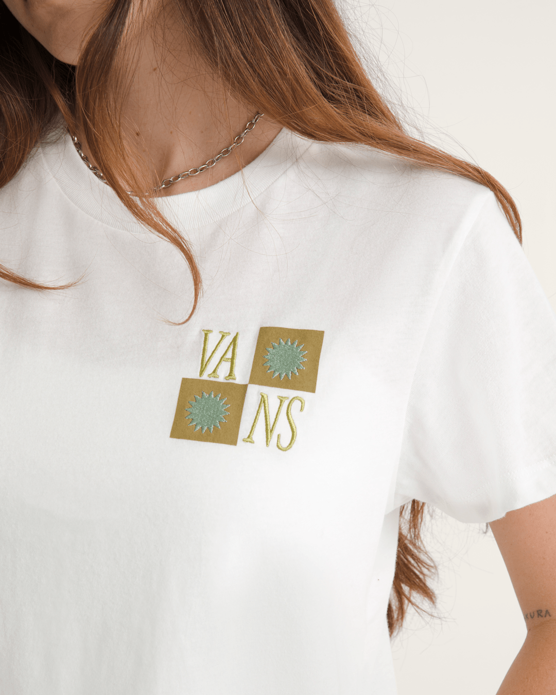 Sunny Checkerboard Crop T-Shirt in Marshmallow White | Vans sale