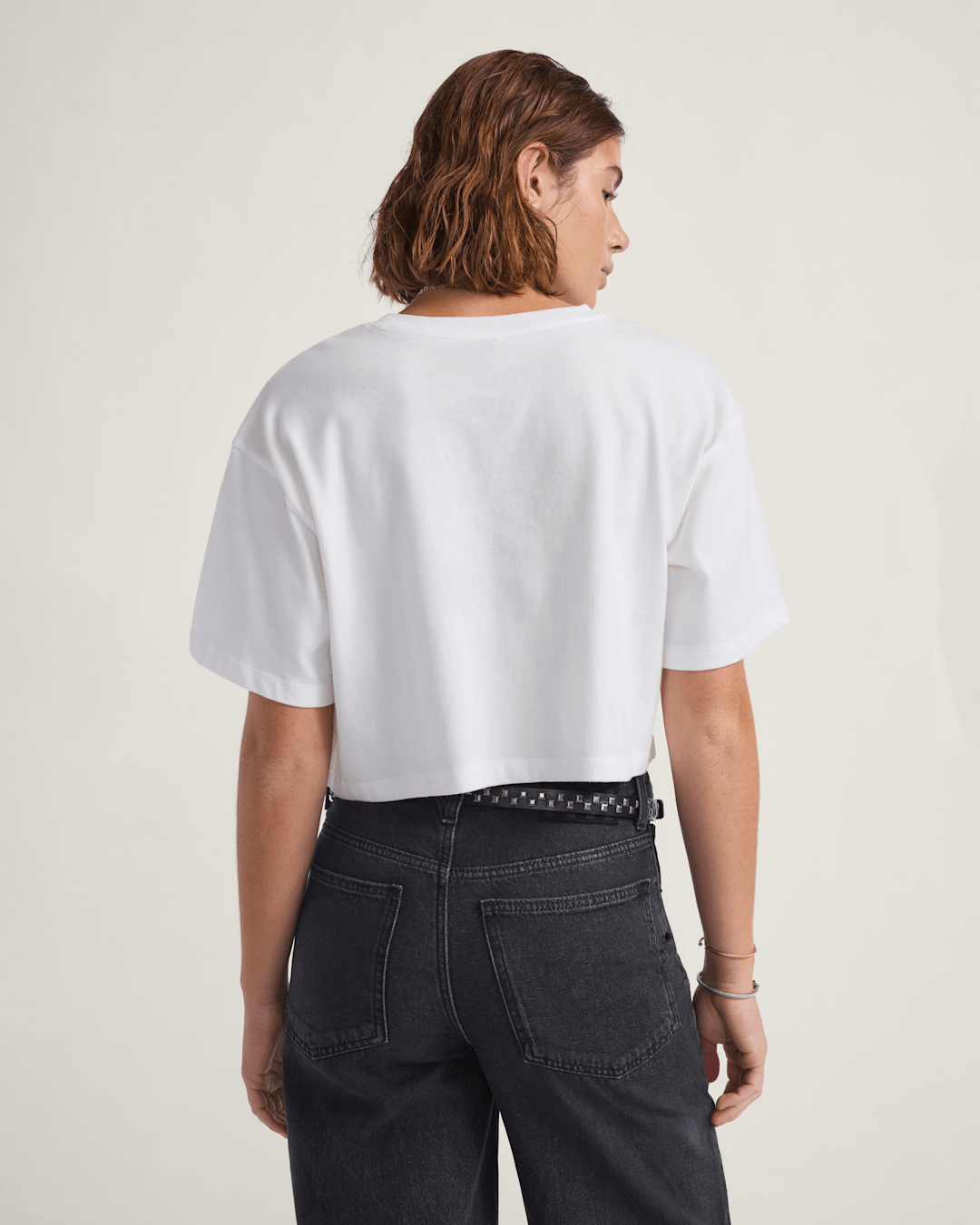 Rhythm Relaxed Crop T-Shirt in White | Vans discount