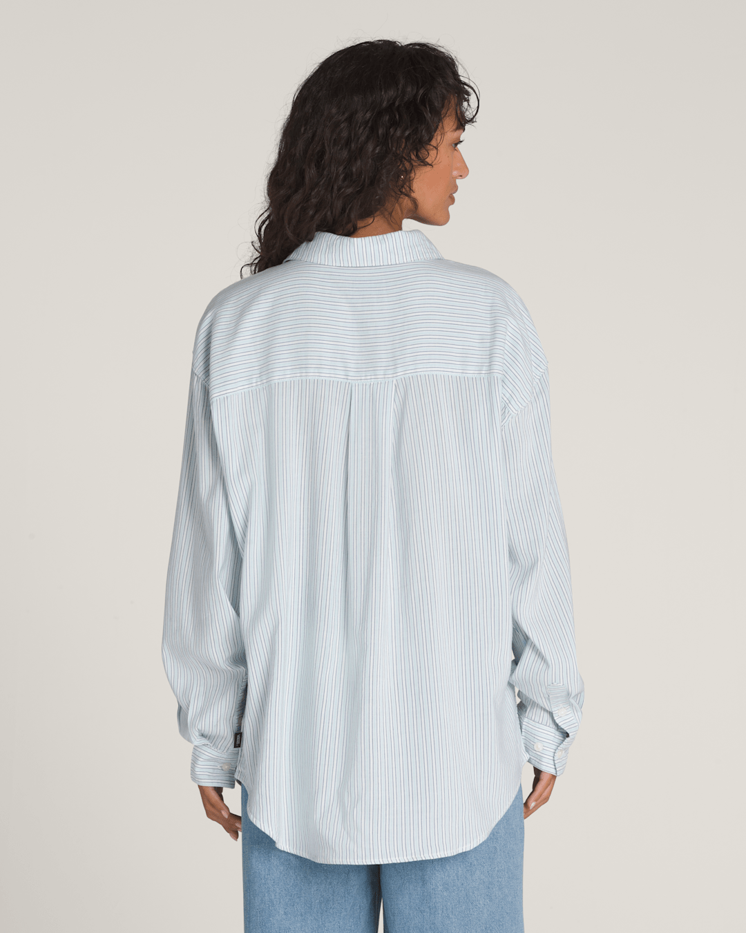 Gillian Striped Button Up Shirt in White / Crystal Blue | Vans online