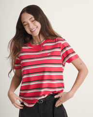 Salton Stripe T-Shirt in Crimson Haze Red | Vans online