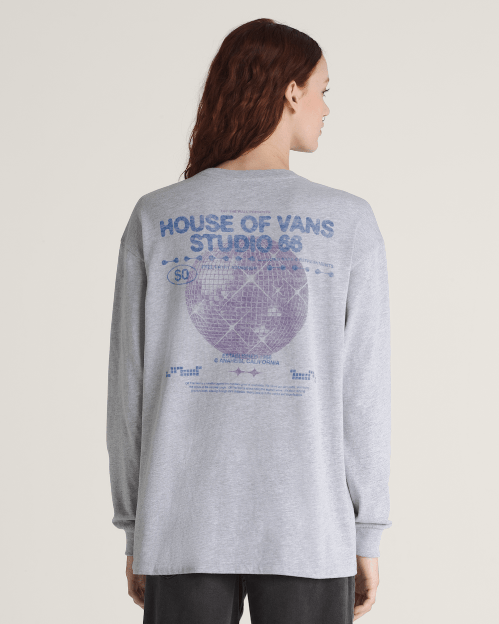 Disco Nights Long Sleeve T-Shirt in Heather Grey | Vans discount
