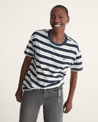 Salton Stripe Checkerboard T-Shirt in Checkerboard Marshmallow White / Navy Blue | Vans online
