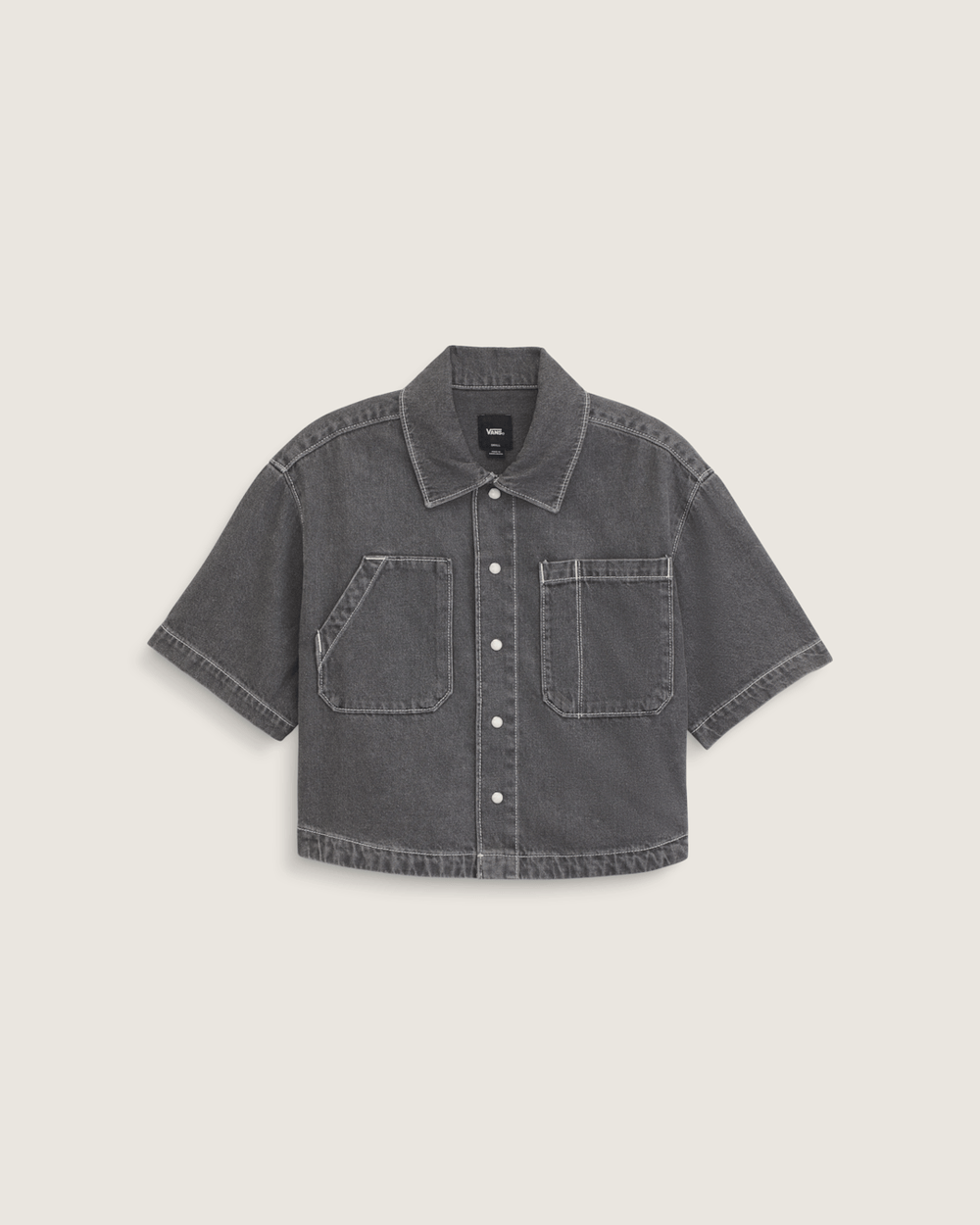 Natalie Denim Button Up Shirt in Wash Grey | Vans near me