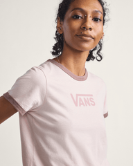 Drop V Ringer T-Shirt in Sepia Rose Pink | Vans sale
