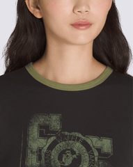 Campus Tour Ringer T-Shirt in Black / Loden Green | Vans discount
