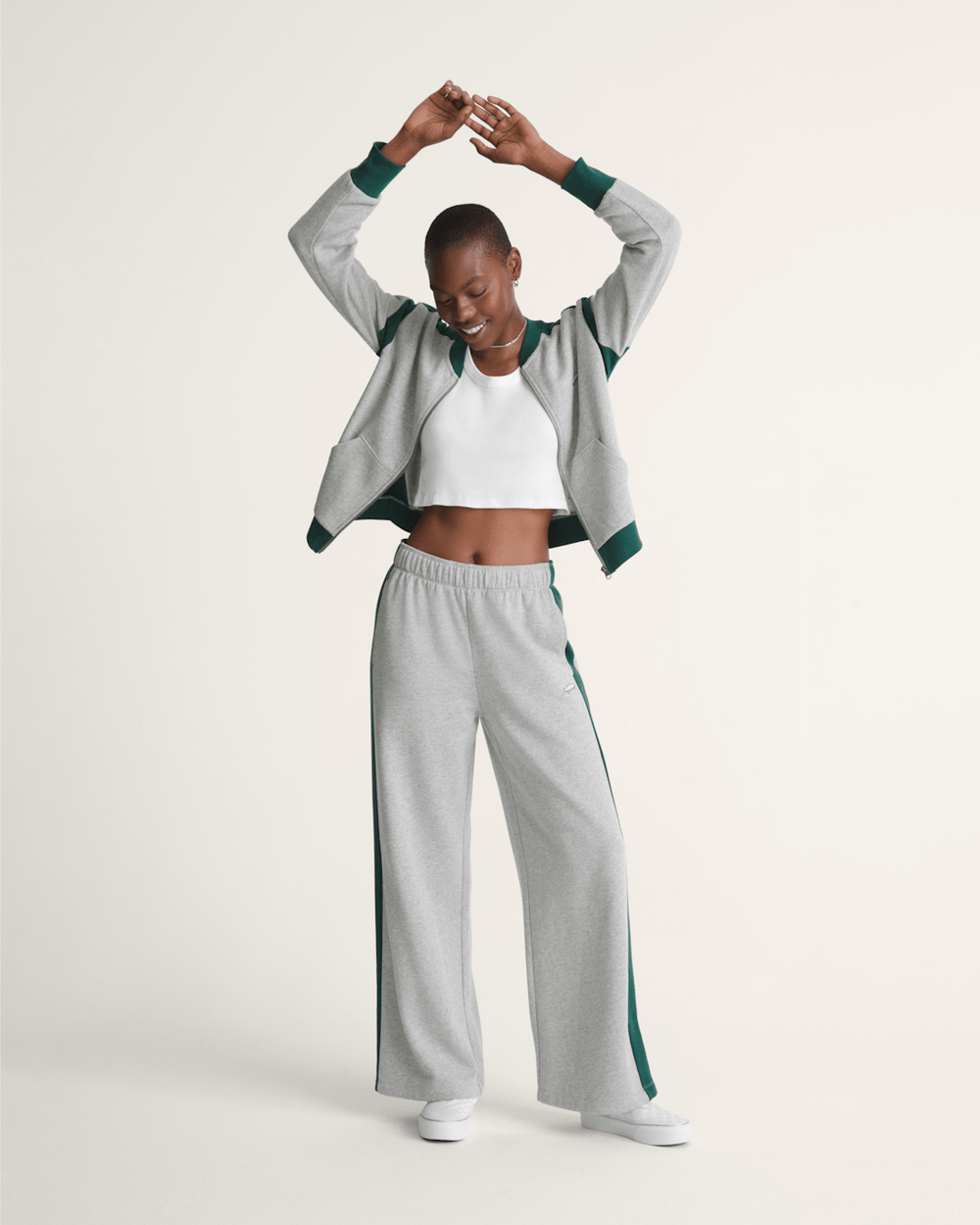 Rookie Track Sweatpants in Grey / Emerald Green | Vans online