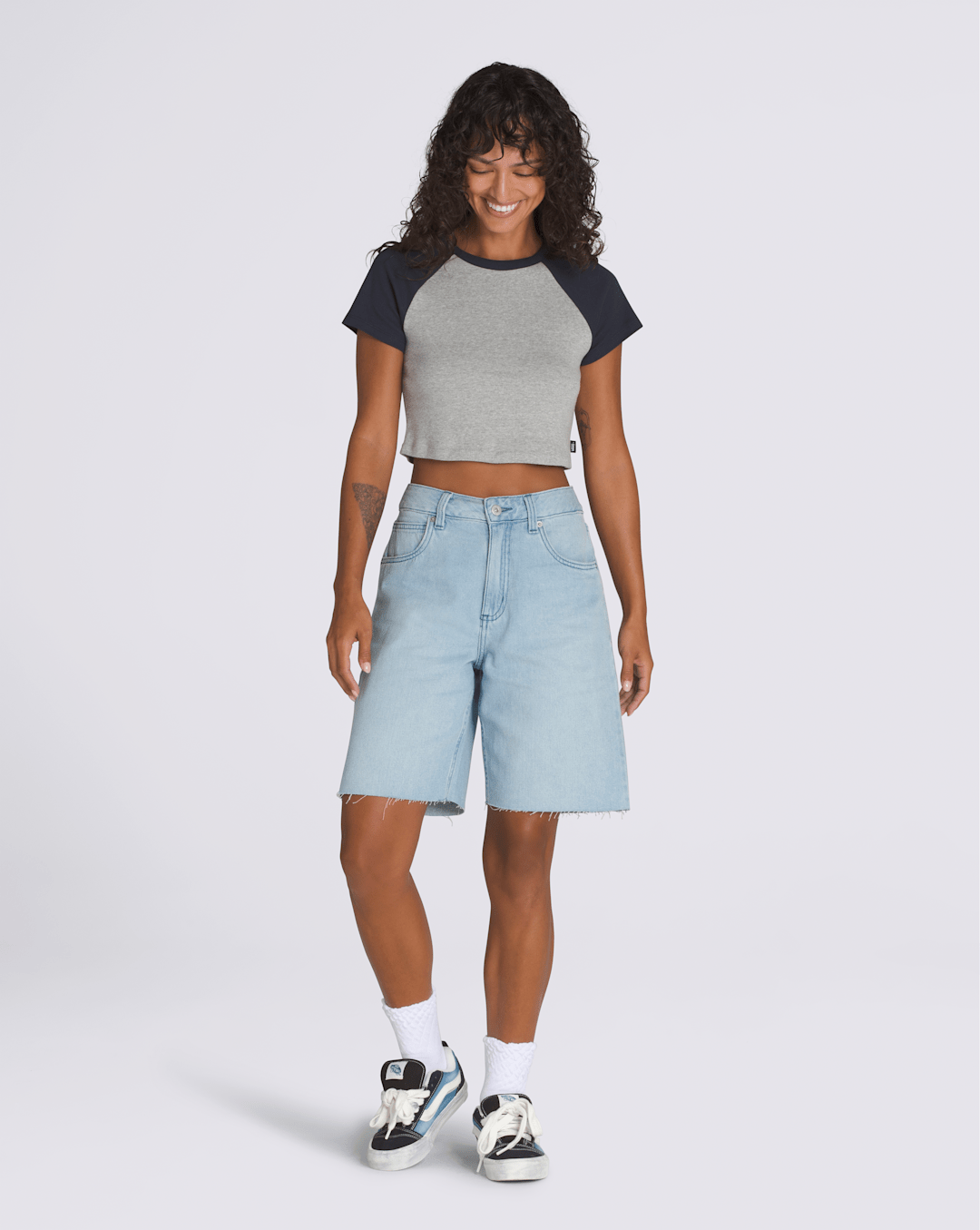 Sirelle Cut-Off 9'' Jorts in Light Stonewash Blue | Vans near me