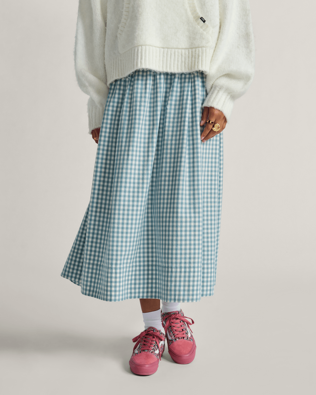 Francesca Full Plaid Skirt in Blue / White | Vans on sale
