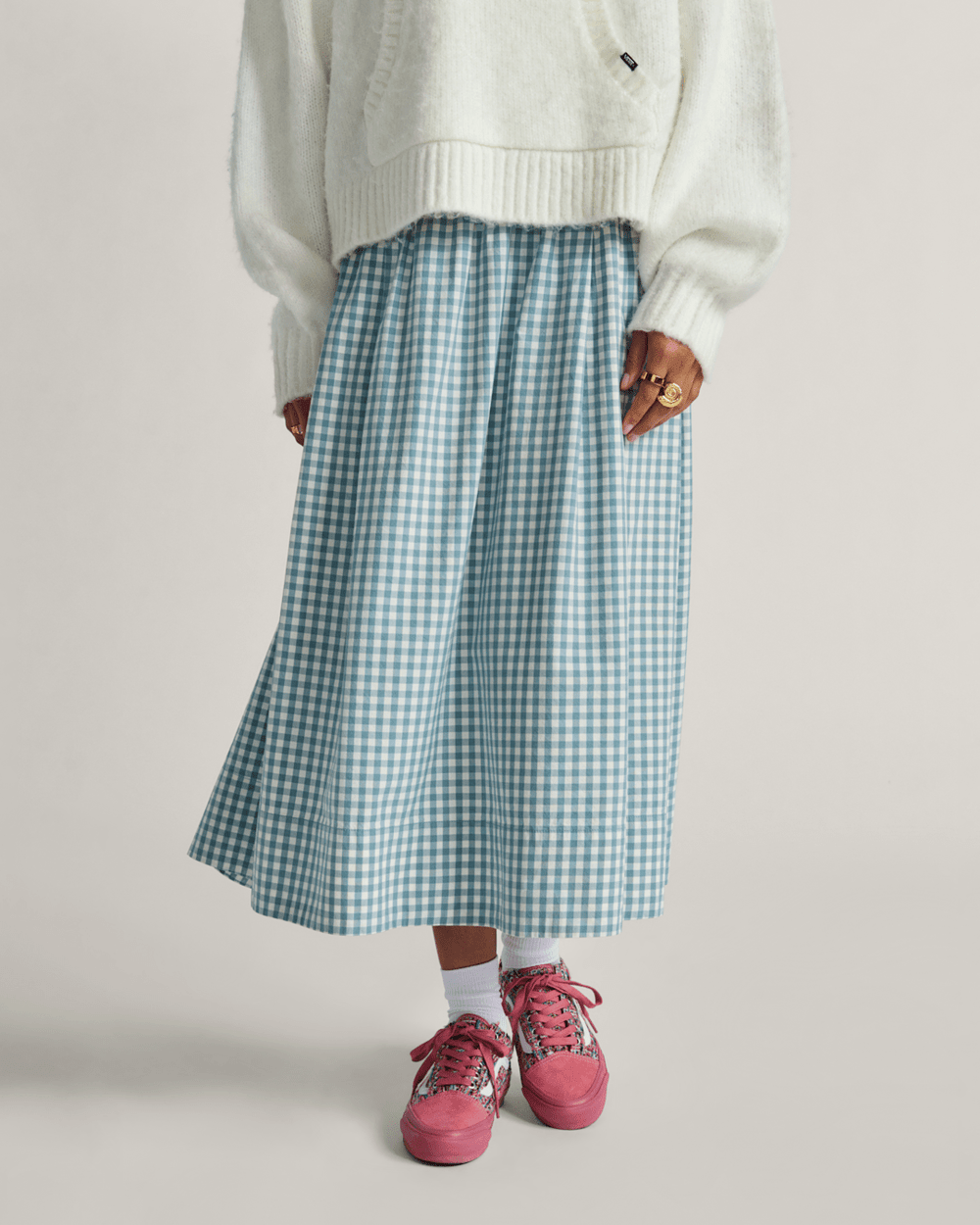 Francesca Full Plaid Skirt in Blue / White | Vans on sale