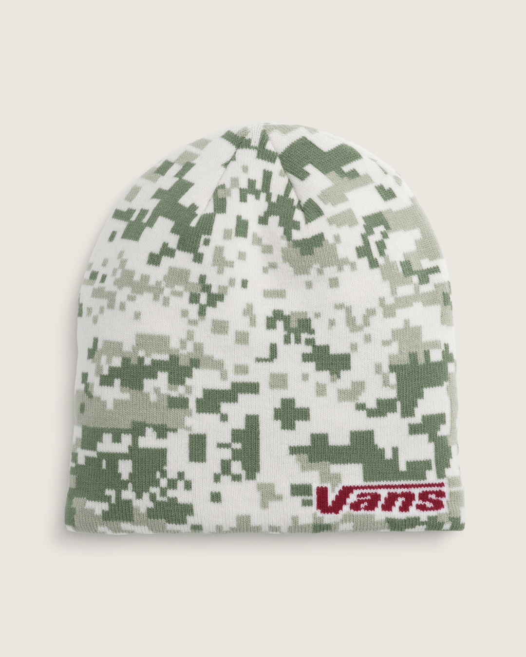 Vans Skull Beanie in Neutral Olive Green / Marshmallow White | Vans sale