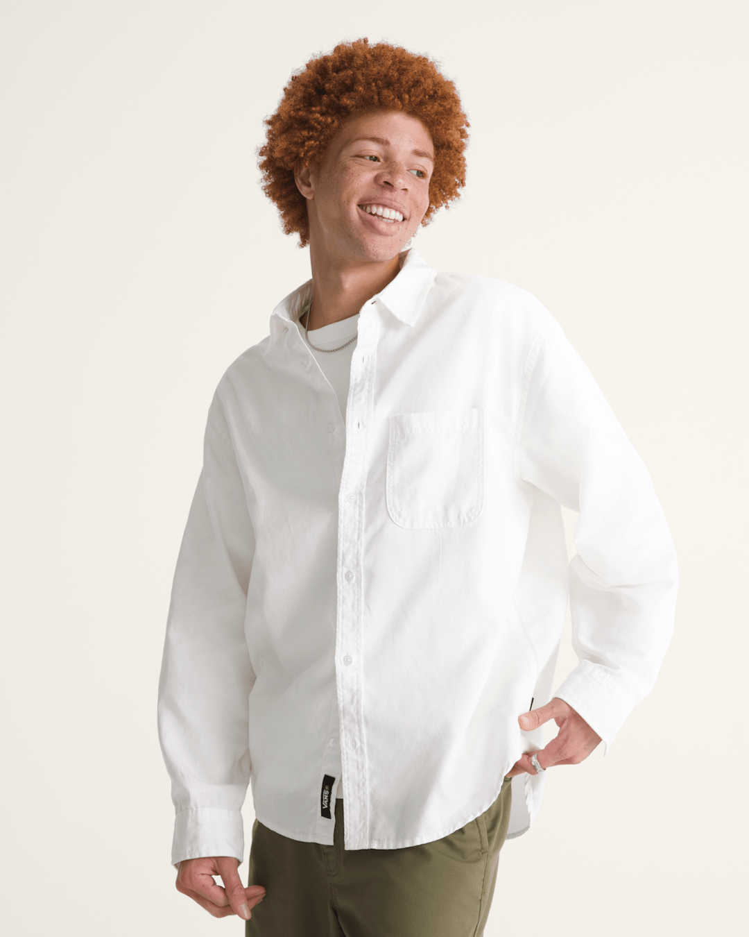 Lawson Solid Oxford Long Sheeve Shirt in White | Vans discount