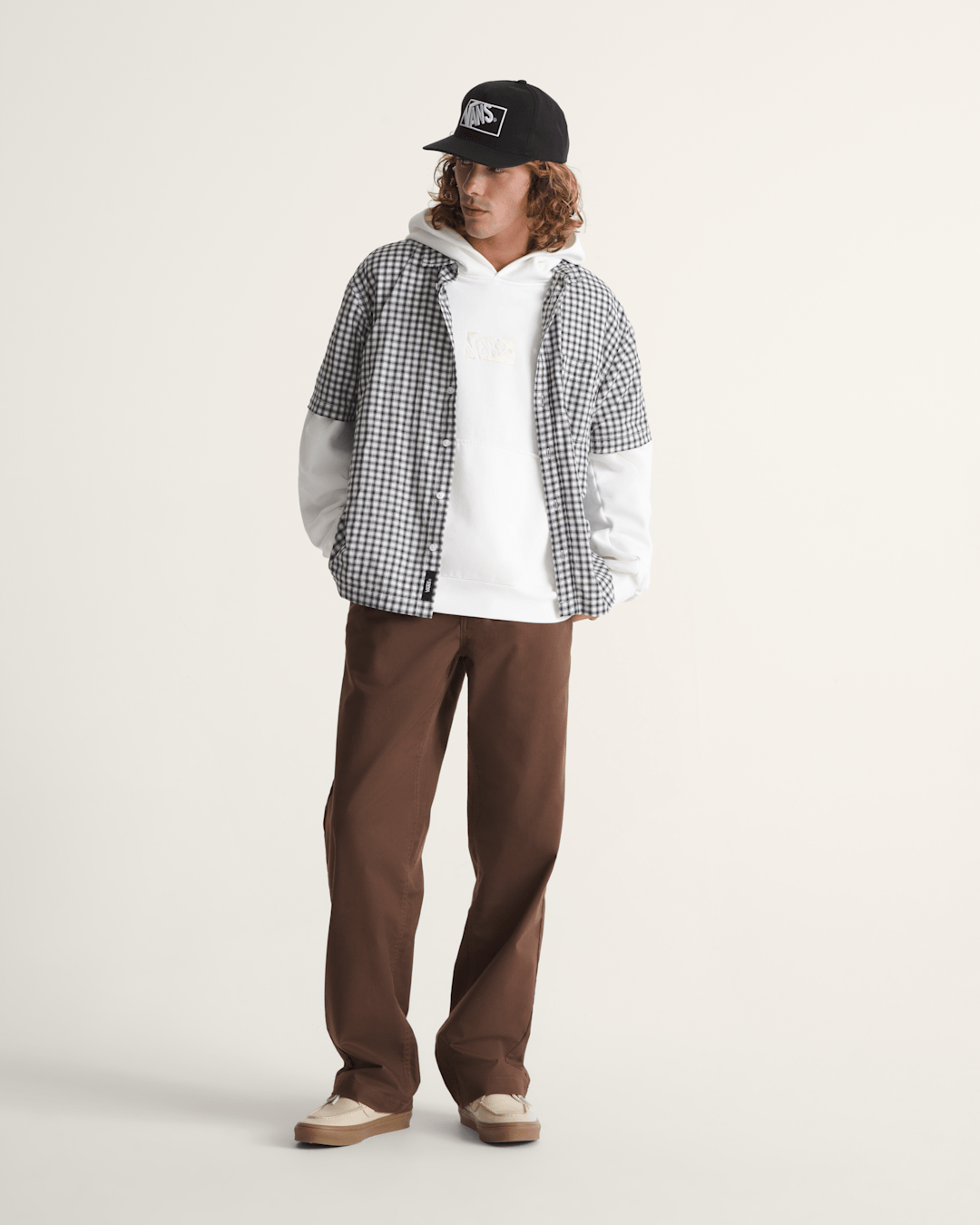 Larkspur Mini Plaid Shirt in White / Black | Vans outlet