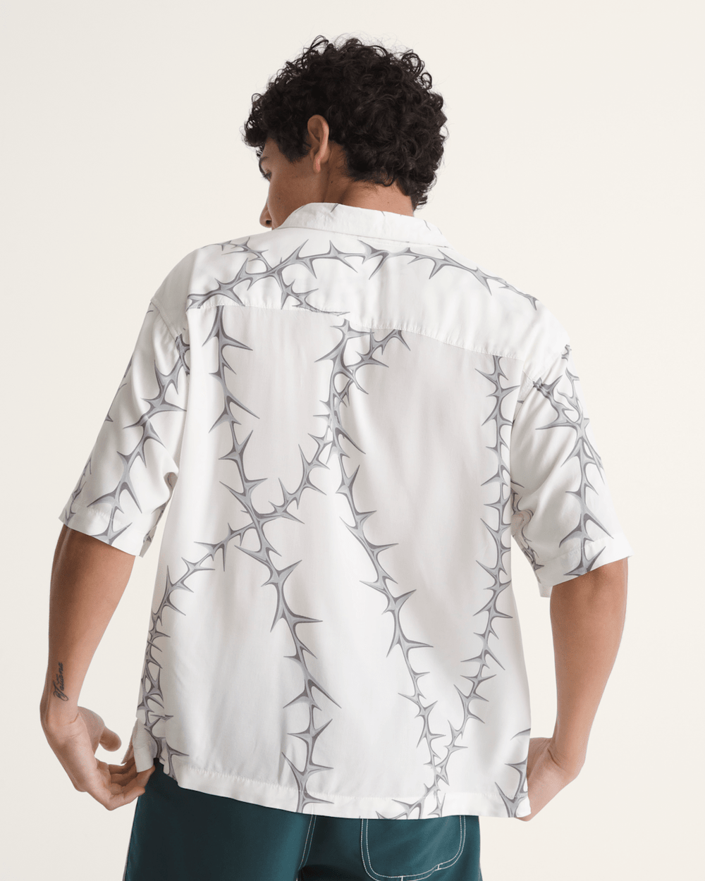 Van Doren Printed Camp Button Up Shirt in White | Vans near me