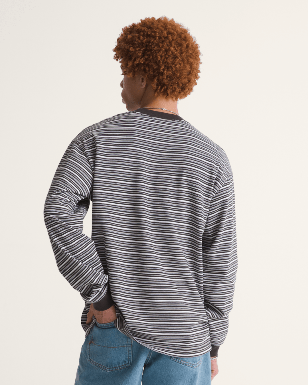 Wesley Stripe Long Sleeve Knit Shirt in Faded Black | Vans outlet