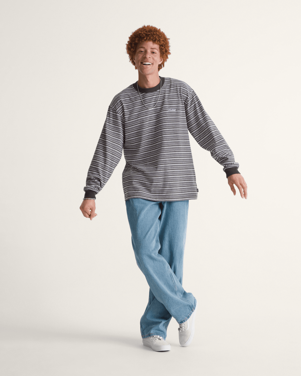 Wesley Stripe Long Sleeve Knit Shirt in Faded Black | Vans outlet
