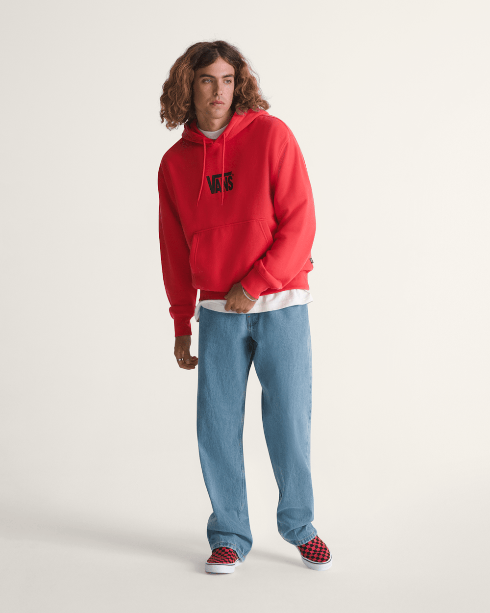 Stretch Logo Pullover Hoodie in Crimson Haze Red | Vans on sale