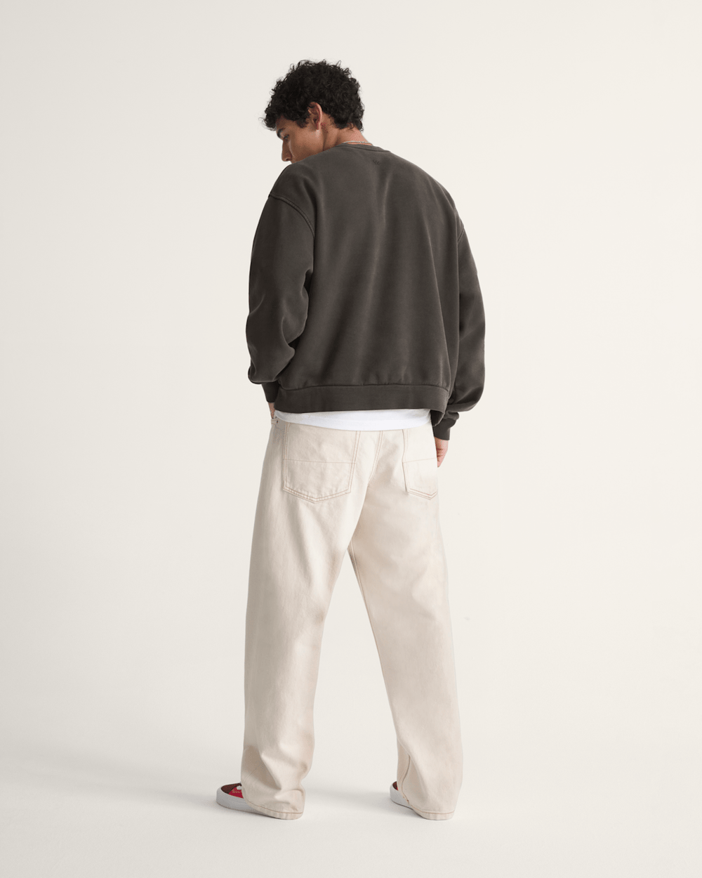 Premium Check-5 Loose Denim Pants in Natural Seed Beige | Vans discount
