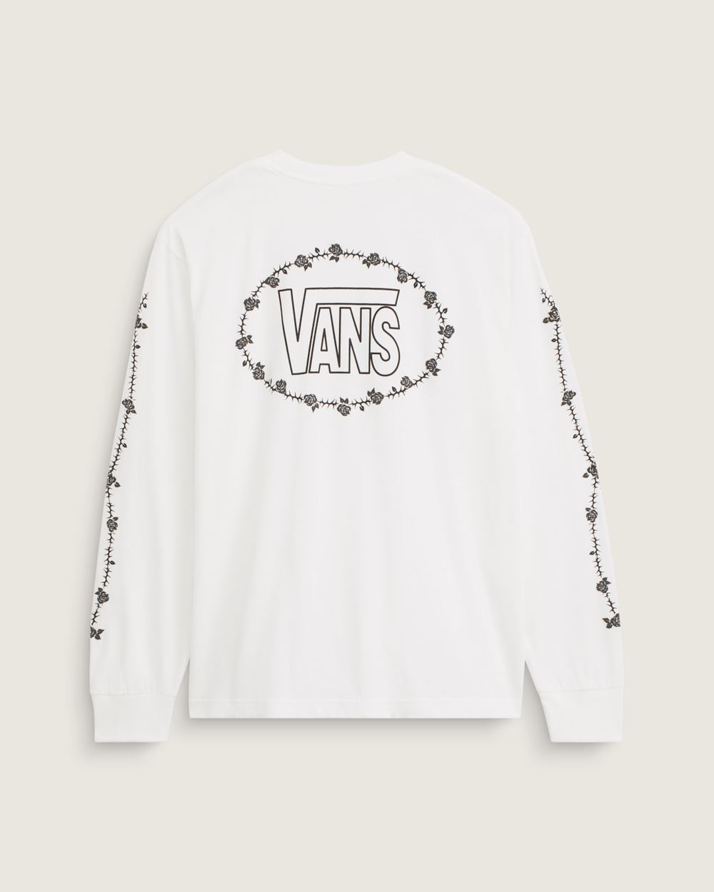 Rose and Thorns Long Sleeve T-Shirt in White | Vans outlet