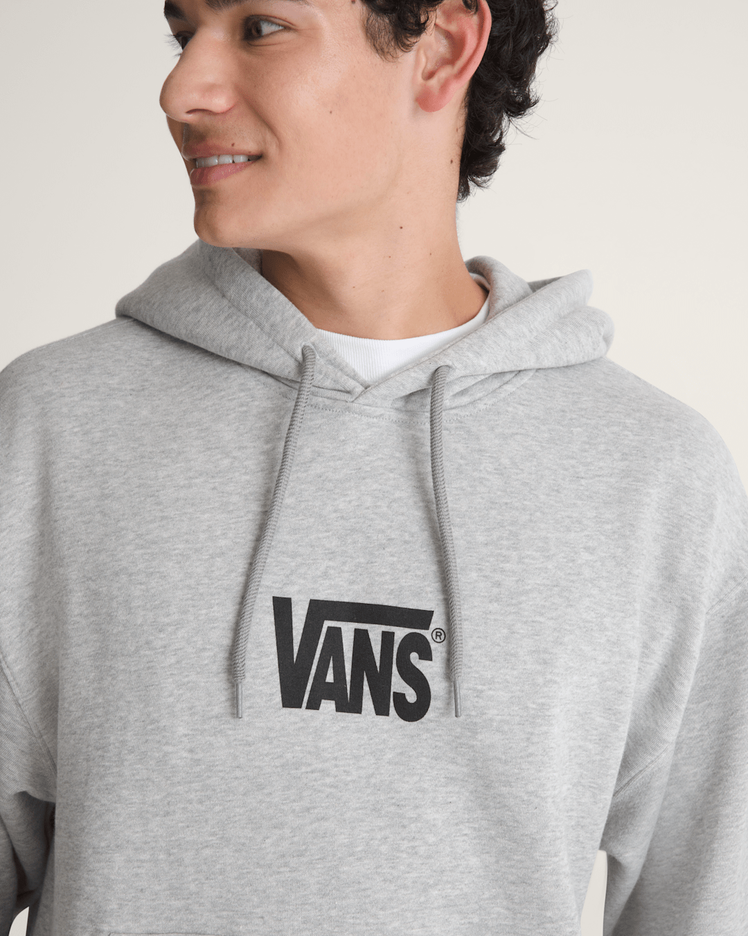 Stretch Logo Pullover Hoodie in Cement Heather Grey | Vans on sale