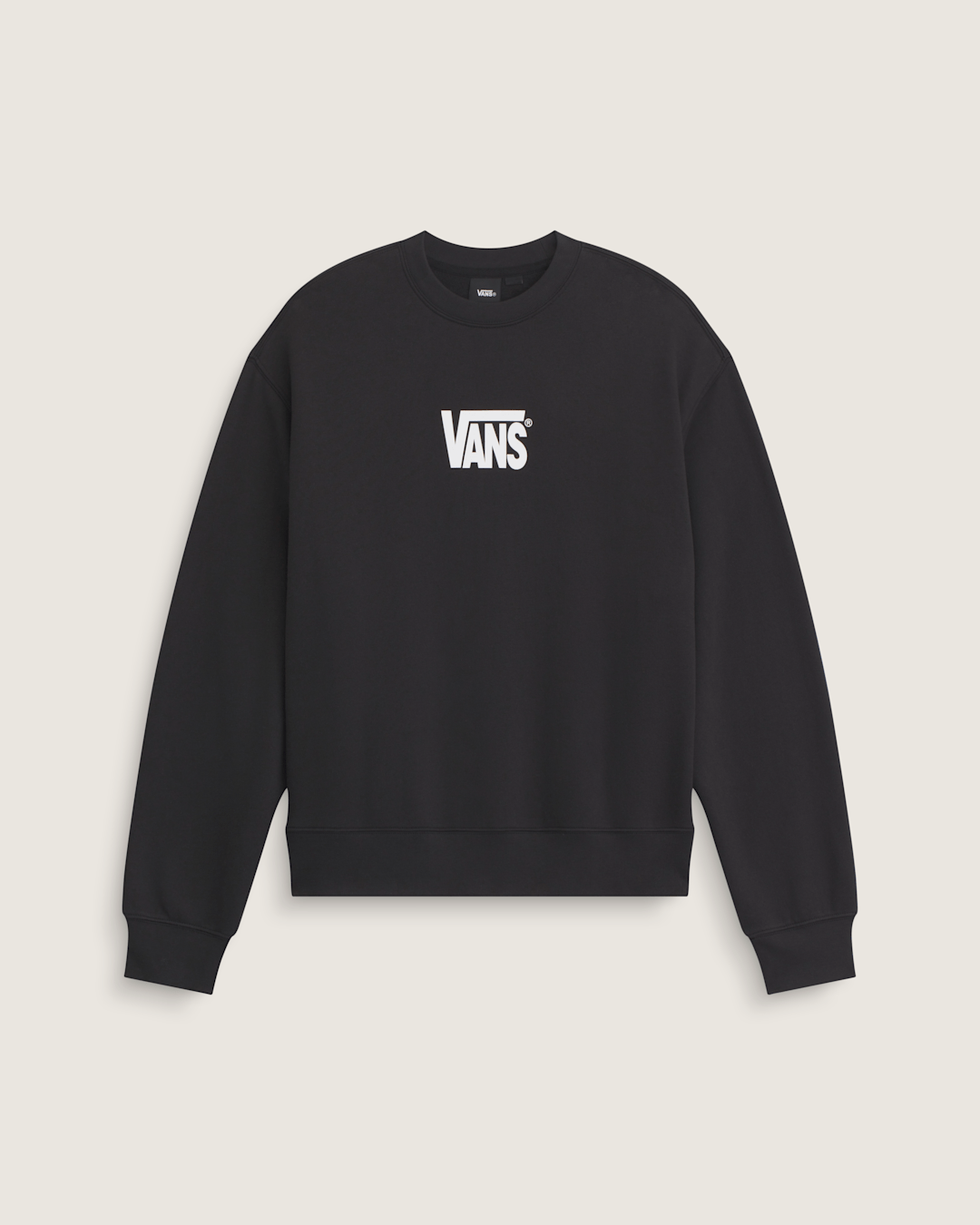 Stretch Logo Crew Sweatshirt in Black / White | Vans on sale