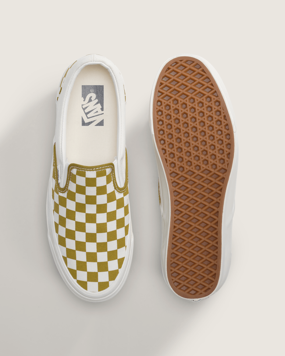 Premium Classic Slip-On Checkerboard Shoe in Checkerboard Burnt Gold Yellow | Vans near me