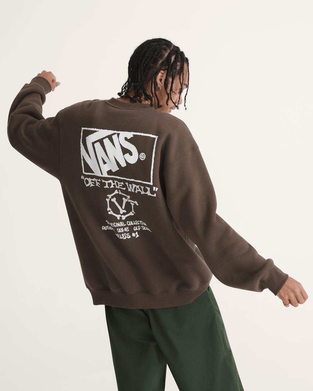 Circle Bones Formula Crew Sweatshirt in Coal Brown | Vans online