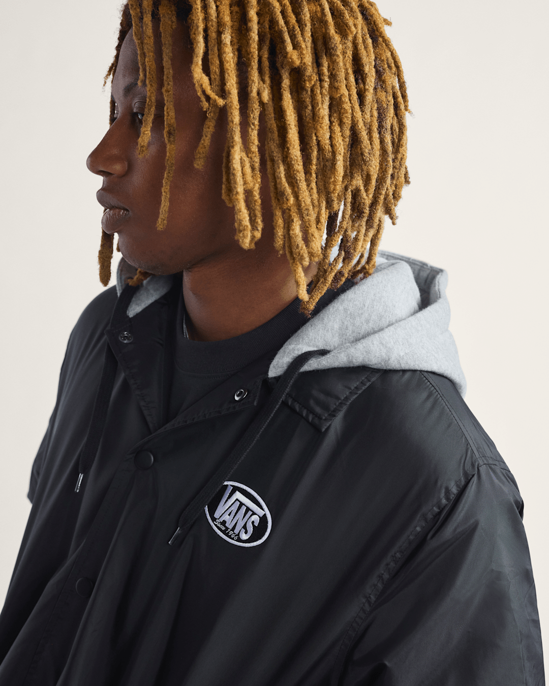 Riley Hooded Coach's Jacket in Black | Vans sale