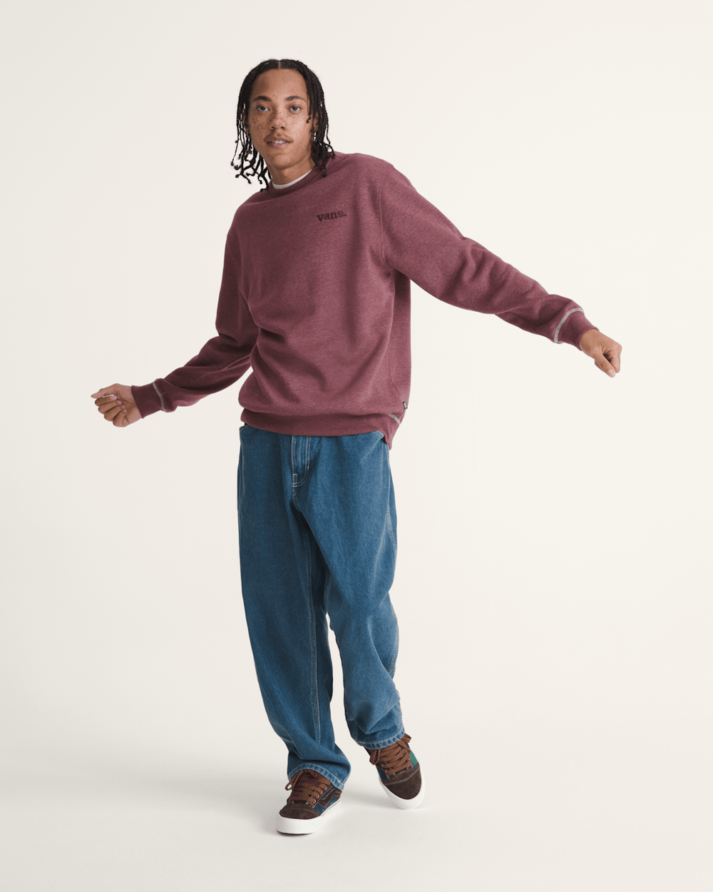 Vans 66 Crew Sweatshirt in Port Royale Red | Vans outlet