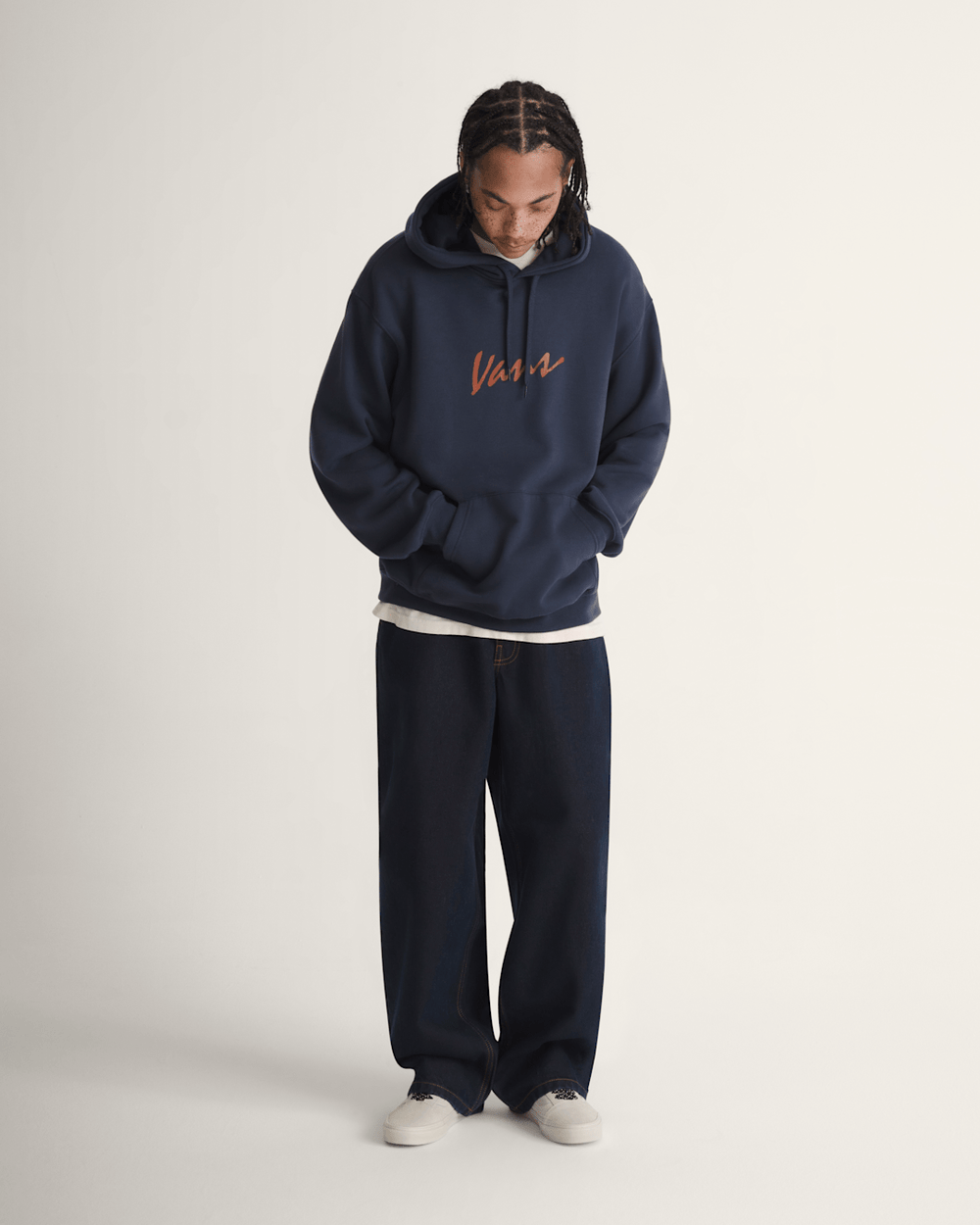 Scripted Vans Pullover Hoodie in Parisian Night Blue | Vans on sale