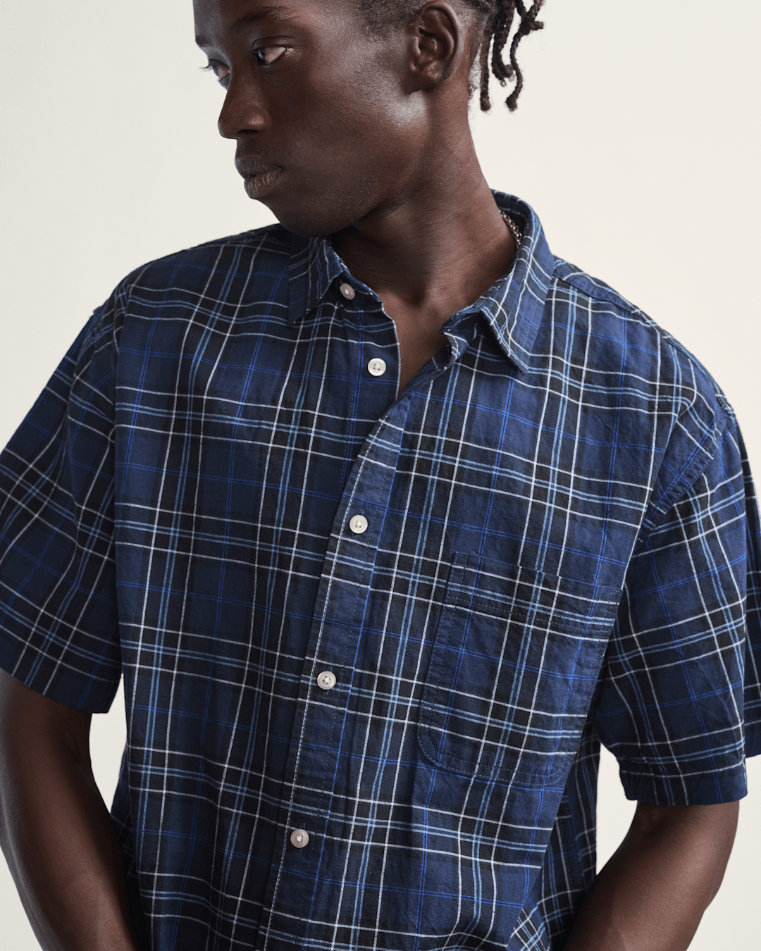 Lawson Plaid Button Up Shirt in Parisian Night Blue / Black | Vans discount