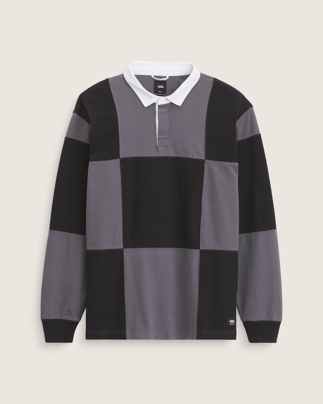 Grant Checkerboard Rugby Shirt in Black | Vans outlet