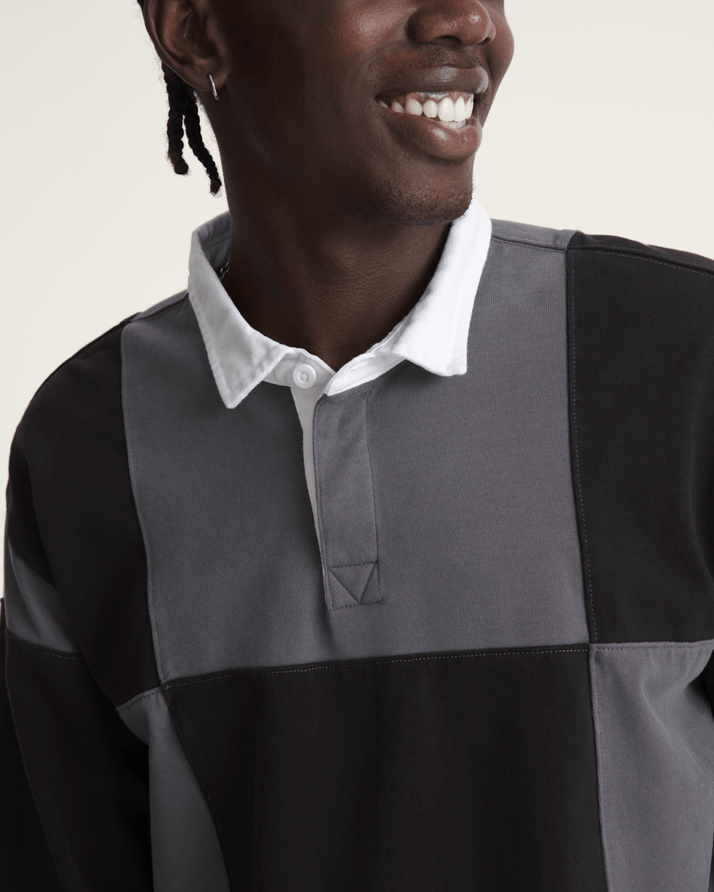 Grant Checkerboard Rugby Shirt in Black | Vans outlet