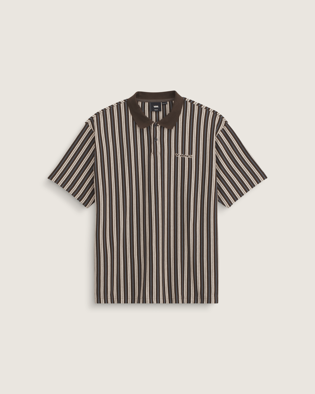 Layton Stripe Polo Shirt in Demitasse Brown | Vans near me
