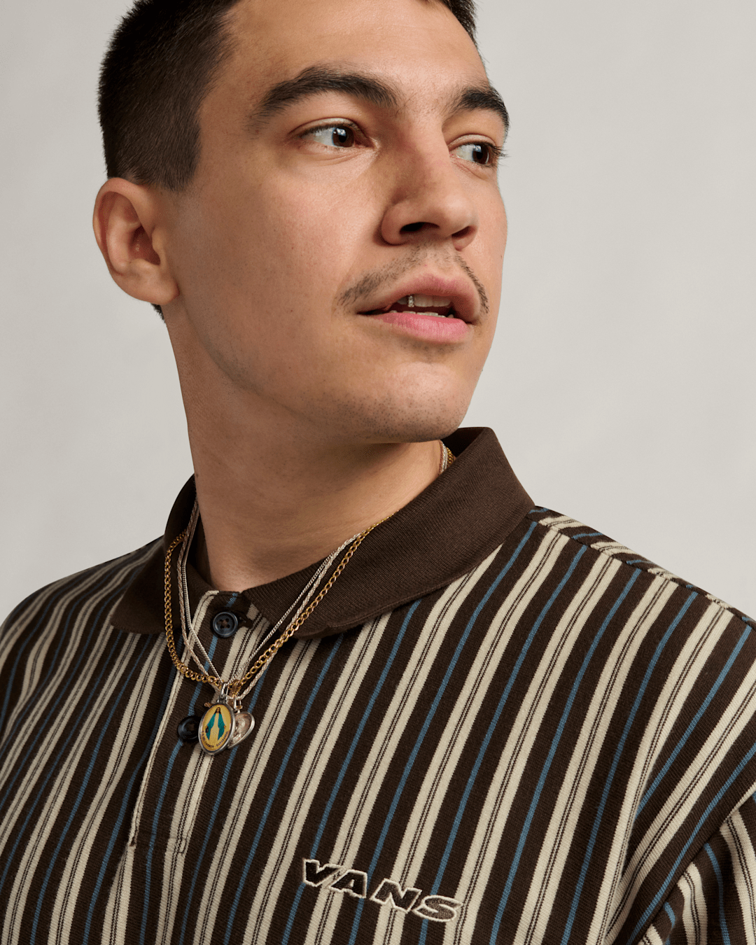 Layton Stripe Polo Shirt in Demitasse Brown | Vans near me