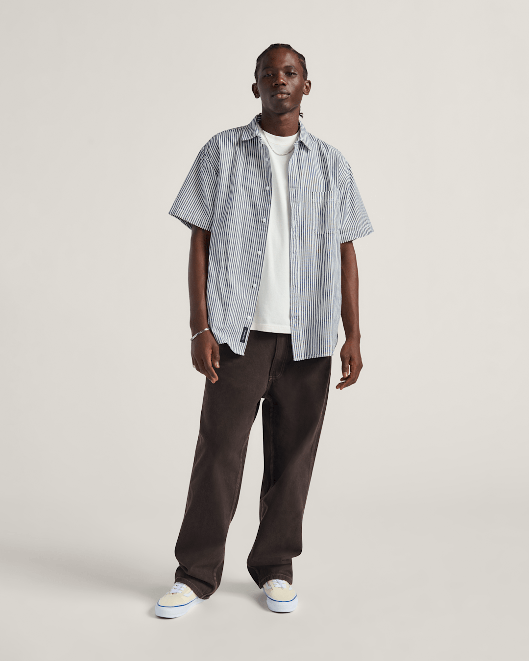 Lawson Stripe Button Up Shirt in White / Dress Blues | Vans sale