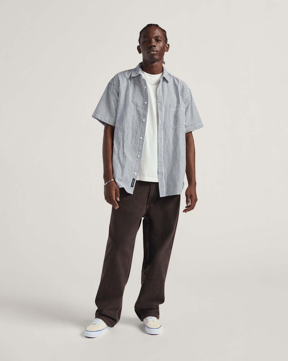 Lawson Stripe Button Up Shirt in White / Dress Blues | Vans sale